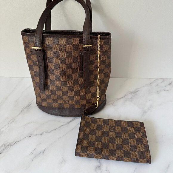 Louis Vuitton Damier Ebene Marais Bucket Bag w/ Pouch - Picture 2 of 5